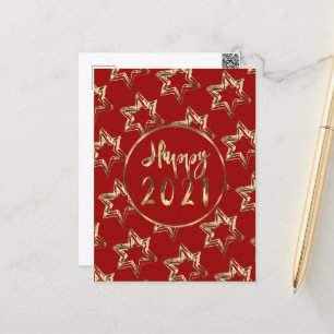Cartes Pour Fêtes Annuelles Joyeux Nouvel An 2021 Elégante Faux Gold Stars Rou