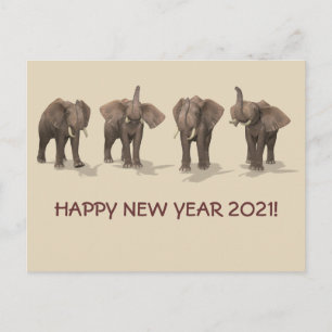 Cartes Pour Fêtes Annuelles Joyeux Nouvel An 2021 Eléphants