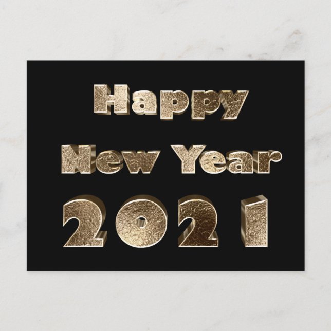 Cartes Pour Fêtes Annuelles Joyeux Nouvel An 2021 Gold Look Chic Elegant (Devant)