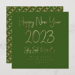 Cartes Pour Fêtes Annuelles Joyeux Nouvel An 2023 Élégant Gold Script Vert