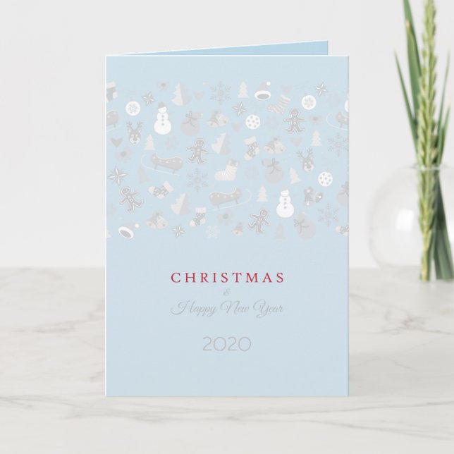 Cartes Pour Fêtes Annuelles Joyeux Nouvel An 2024 & Caractères de Noël Argent (Devant)