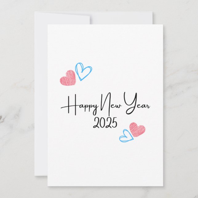 Cartes Pour Fêtes Annuelles JOYEUX NOUVEL AN 2025 Cartes de vœux de fêtes cœur (Devant)