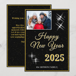 Cartes Pour Fêtes Annuelles Joyeux Nouvel An 2025 Élégante Éclairage Photo