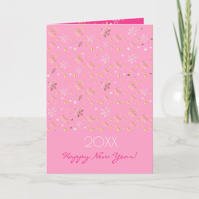 Cartes Pour Fêtes Annuelles Joyeux Nouvel An 20XX & Gold Caractères de Noël (Devant)