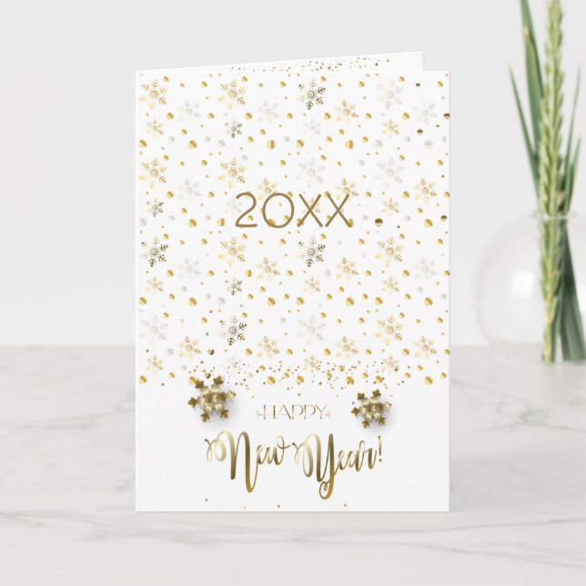 Cartes Pour Fêtes Annuelles Joyeux Nouvel An 20XX & Gold Caractères de Noël (Devant)