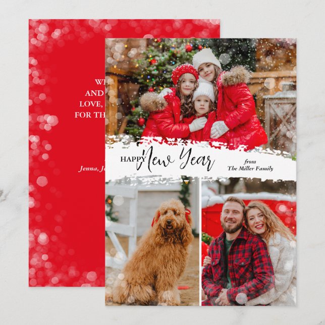 Cartes Pour Fêtes Annuelles Joyeux Nouvel An 3 Photo (Devant / Derrière)