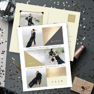 Cartes Pour Fêtes Annuelles Joyeux Nouvel An Blocs d'huile d'or Stylish 3 Phot