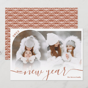 Cartes Pour Fêtes Annuelles Joyeux Nouvel An Boho 2 photo arche superposition