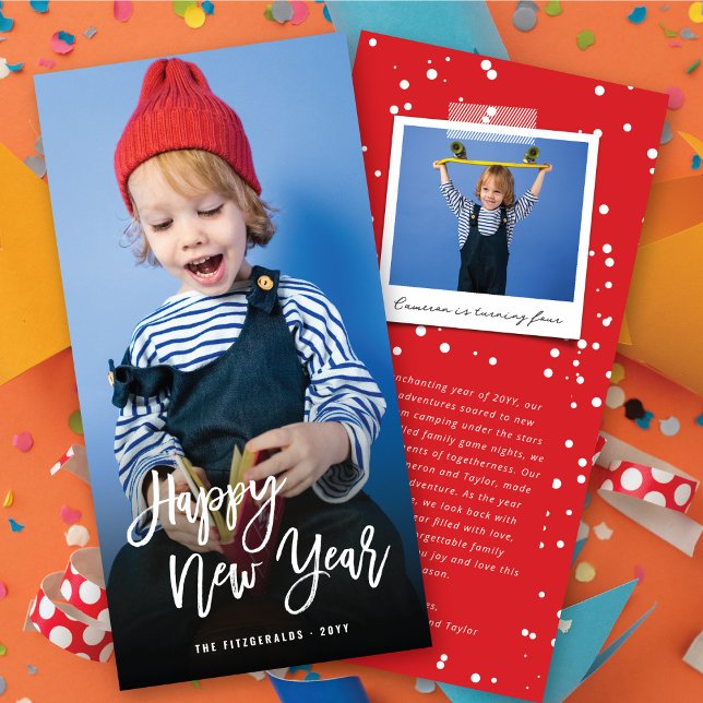 Cartes Pour Fêtes Annuelles Joyeux Nouvel An Brosse Script Calligraphie (Créateur téléchargé)