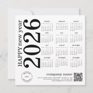 Cartes Pour Fêtes Annuelles Joyeux Nouvel An Business 2026 calendrier Logo Cod