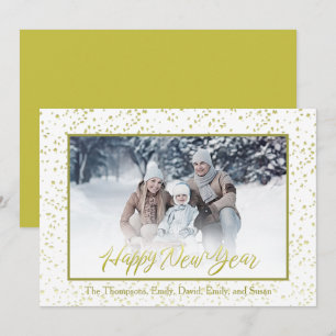 Cartes Pour Fêtes Annuelles Joyeux Nouvel An Calligraphie Script Gold 1 Photo