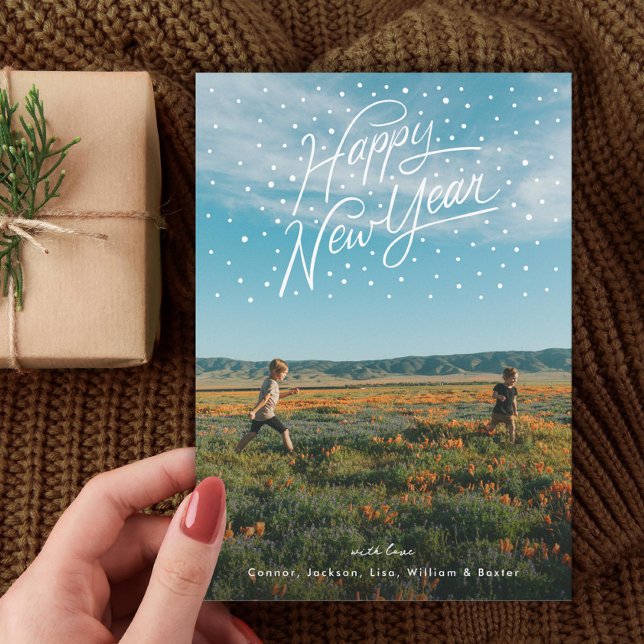 Cartes Pour Fêtes Annuelles Joyeux Nouvel An Confetti Famille Photo (Créateur téléchargé)