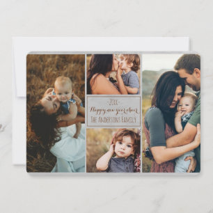 Cartes Pour Fêtes Annuelles Joyeux Nouvel An Famille moderne Photo Collage Rev