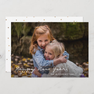 Cartes Pour Fêtes Annuelles Joyeux Nouvel An Faux Gold Dots Ajouter photo et n
