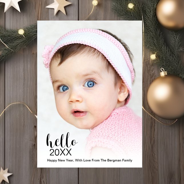 Cartes Pour Fêtes Annuelles Joyeux Nouvel An Fête Photo Moderne Hello 20XX (Créateur téléchargé)