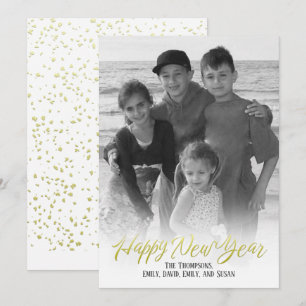 Cartes Pour Fêtes Annuelles Joyeux Nouvel An Gold Calligraphie Script 1 Photo