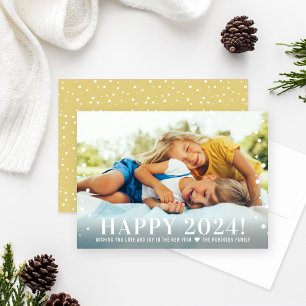 Cartes Pour Fêtes Annuelles Joyeux Nouvel An Moderne 2024 Gold Confetti Photo