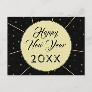 Cartes Pour Fêtes Annuelles Joyeux Nouvel An motif d'étoile de script noir