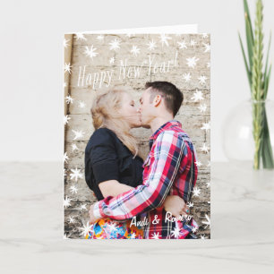 Cartes Pour Fêtes Annuelles Joyeux Nouvel An Peint Étoiles Blanc Plié