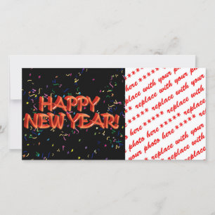 Cartes Pour Fêtes Annuelles Joyeux Nouvel An Red Text avec Confetti