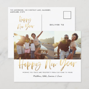 Cartes Pour Fêtes Annuelles joyeux nouvel an script or multi photo nouvel an 