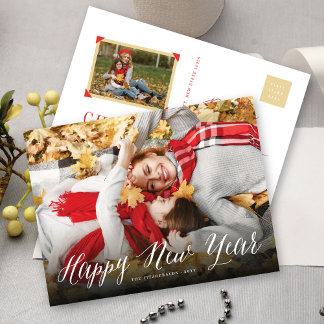 Cartes Pour Fêtes Annuelles Joyeux Nouvel An Simple Script Moderne Minimal Pho