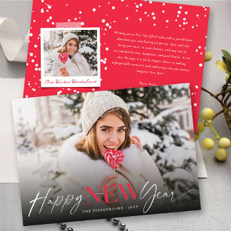 Cartes Pour Fêtes Annuelles Joyeux Nouvel An Typographie classique moderne Pho
