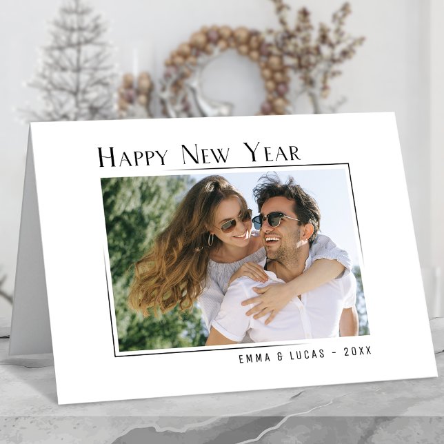 Cartes Pour Fêtes Annuelles Joyeux Nouvel An Unique Moderne Style Minimal Phot (Available in high quality print or digital download for quick text messaging, email or self print.)
