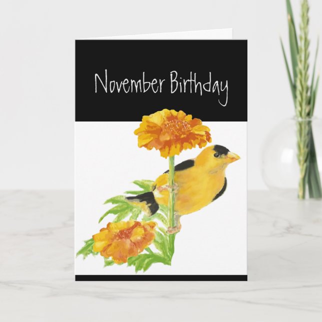 Cartes Pour Fêtes Annuelles Joyeux NovembreAnniversaire Humour Jardin Oiseaux  (Devant)