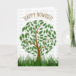 Cartes Pour Fêtes Annuelles Joyeux Nowruz Nouvel An Persan Arbre et Herbes