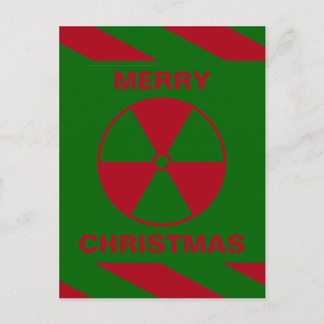 Cartes Pour Fêtes Annuelles Joyeux nucléaire radioactif Noël vert et rouge (Devant)