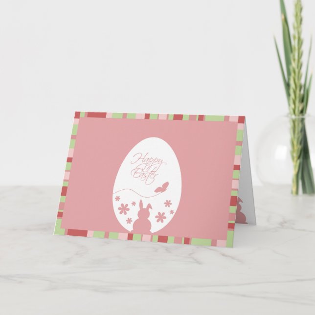 Cartes Pour Fêtes Annuelles Joyeux OEuf de Pâques rose pastel moderne (Devant)