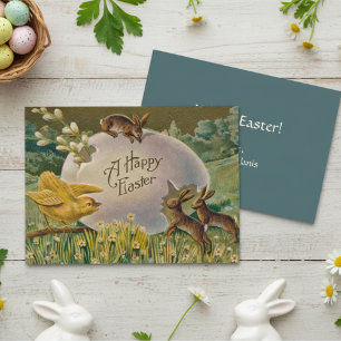 Cartes Pour Fêtes Annuelles Joyeux Oeuf De Pâques vintage Avec lapins Personna