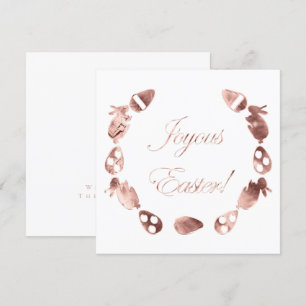 Cartes Pour Fêtes Annuelles Joyeux Oeuf Lapin de Pâques Elégant Rose Or Pâques