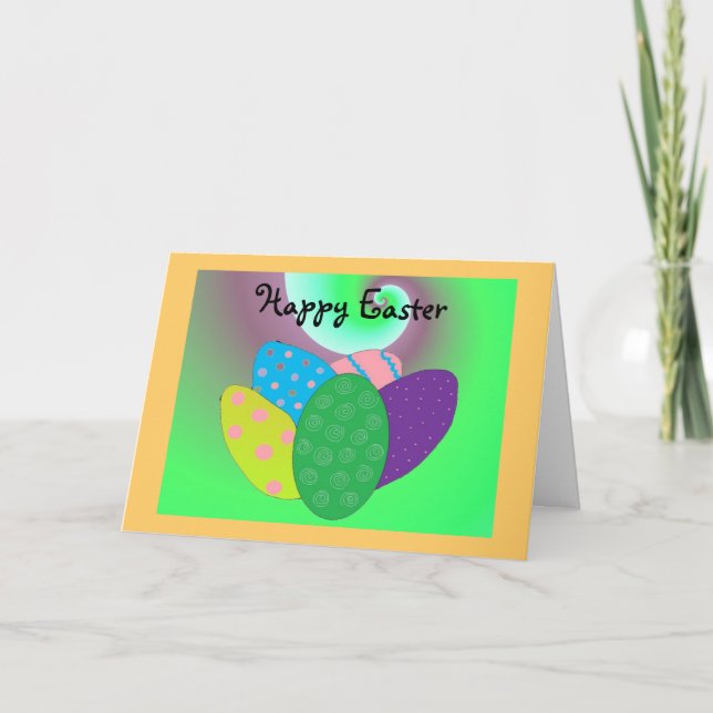Cartes Pour Fêtes Annuelles Joyeux Oeufs colorés de Pâques (Devant)