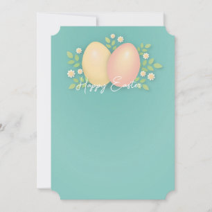 Cartes Pour Fêtes Annuelles Joyeux oeufs de Pâques et fleurs bleu doux
