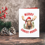 Cartes Pour Fêtes Annuelles Joyeux orignal de Noël<br><div class="desc">Découvrez l'esprit des vacances avec notre carte de Noël pleine de charme avec un adorable orignal portant un chapeau de Père Noël sur le devant, accompagné du salut "Joyeux Christ-orignal". À l’intérieur, vous trouverez un verset qui vous réchauffe le coeur et qui capte l’essence de la saison avec un peu...</div>
