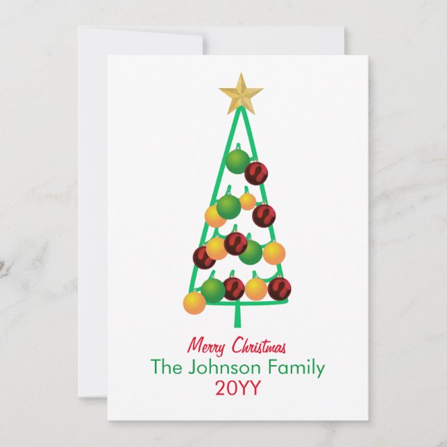 Cartes Pour Fêtes Annuelles Joyeux ornements d'arbre de Noël (Devant)