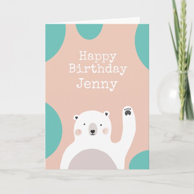 Cartes Pour Fêtes Annuelles Joyeux Ours polaire anniversaire (Devant)