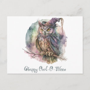 Cartes Pour Fêtes Annuelles Joyeux Owl-O-Ween Mystique Pastel Hibou Halloween