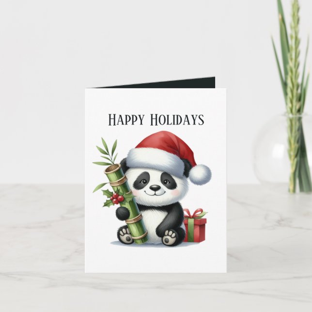 Cartes Pour Fêtes Annuelles Joyeux Panda ours ajouter le message Noël (Devant)
