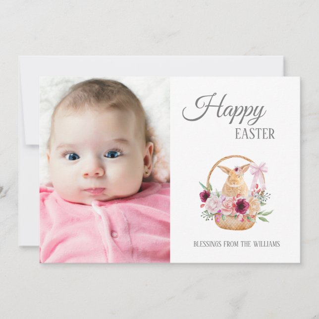 Cartes Pour Fêtes Annuelles Joyeux Panier lapin de Pâques Photo (Devant)