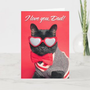 Cartes Pour Fêtes Annuelles Joyeux Papa Chat Noir en Chaleur Lunettes de Solei