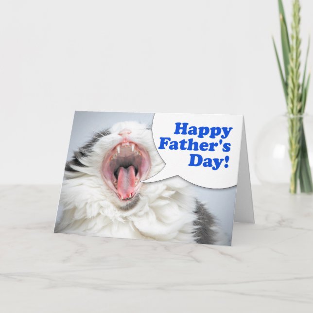 Cartes Pour Fêtes Annuelles Joyeux Papa Papa Drôle Chat Criant Humour  (Devant)
