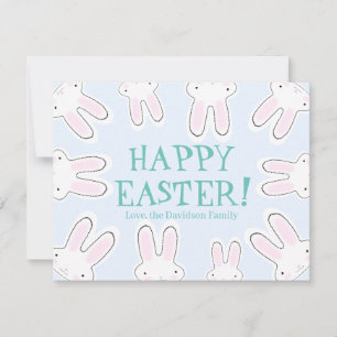 Cartes Pour Fêtes Annuelles Joyeux Pâques bleu pâle mignon lapins drôle person