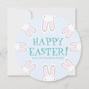 Cartes Pour Fêtes Annuelles Joyeux Pâques bleu pâle mignon lapins drôle person