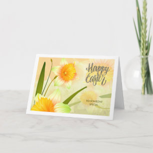 Cartes Pour Fêtes Annuelles Joyeux Pâques. Daffodique