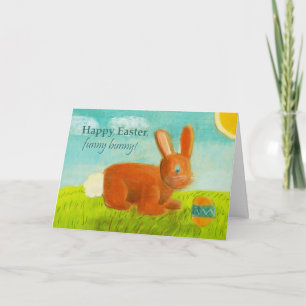 Cartes Pour Fêtes Annuelles Joyeux Pâques Funny Oeuf Lapin Fleur de printemps