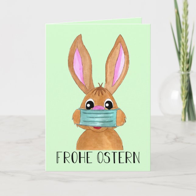 Cartes Pour Fêtes Annuelles Joyeux Pâques German Easter Face masquée Bunny (Devant)