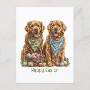 Cartes Pour Fêtes Annuelles Joyeux Pâques Golden Retriever Chiens Pâques Panie
